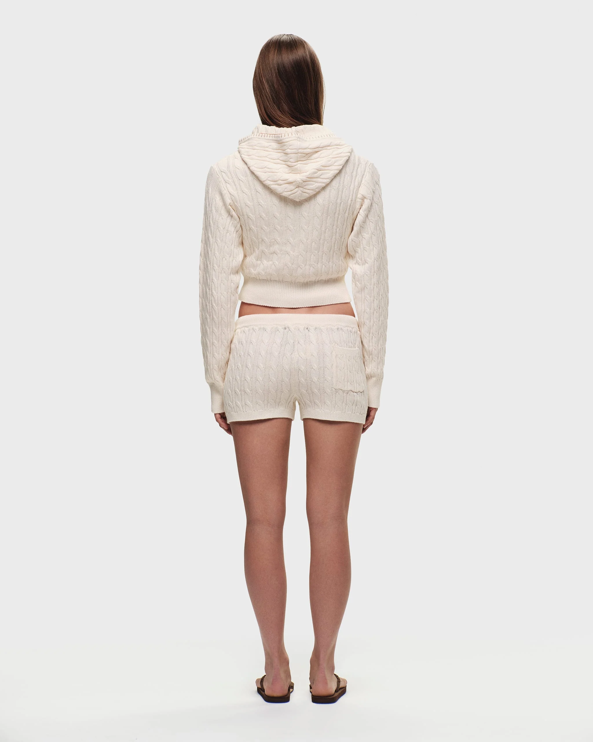 Classics Cropped Cable Knit Zip Up - Image 3