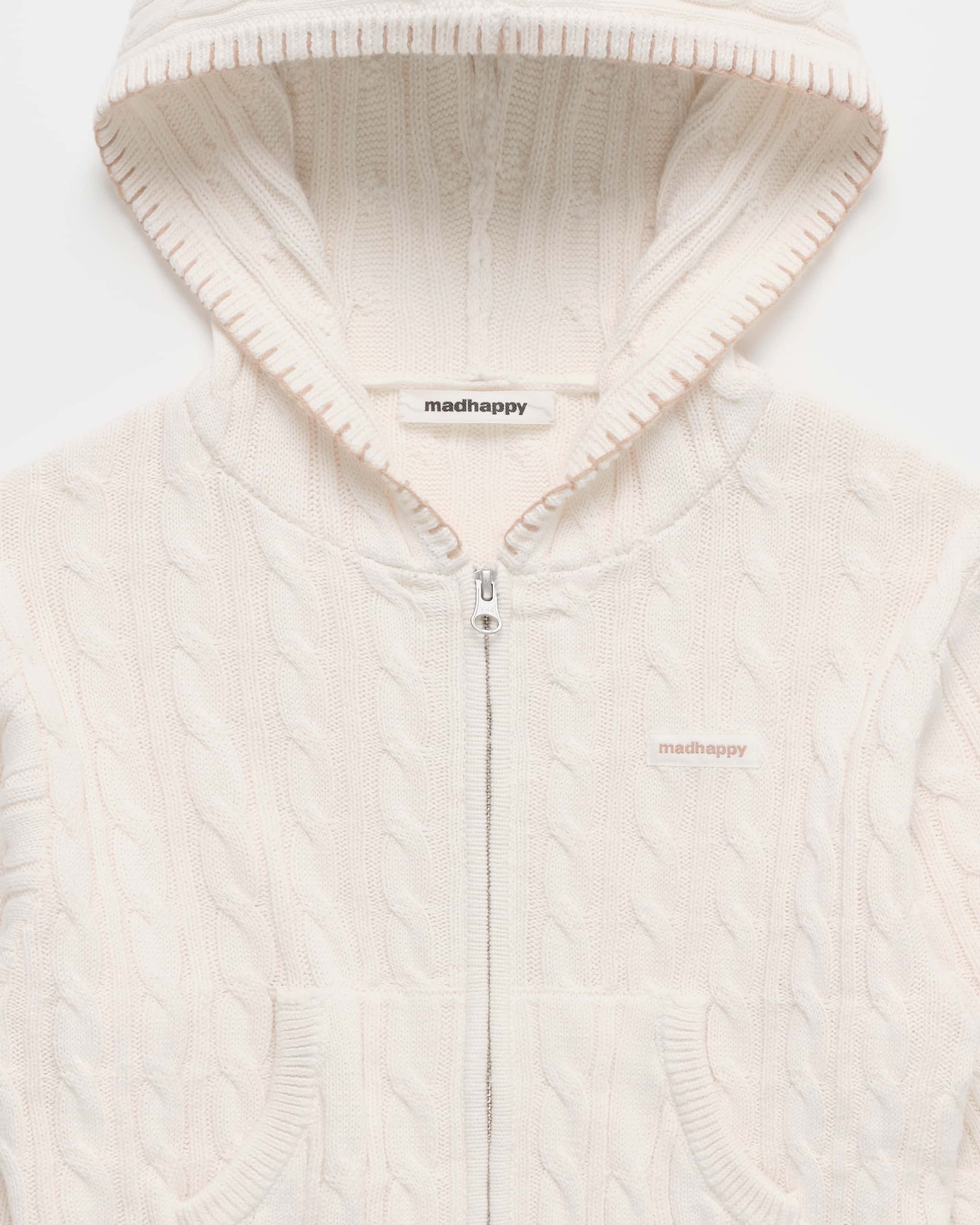 Classics Cropped Cable Knit Zip Up - Image 4