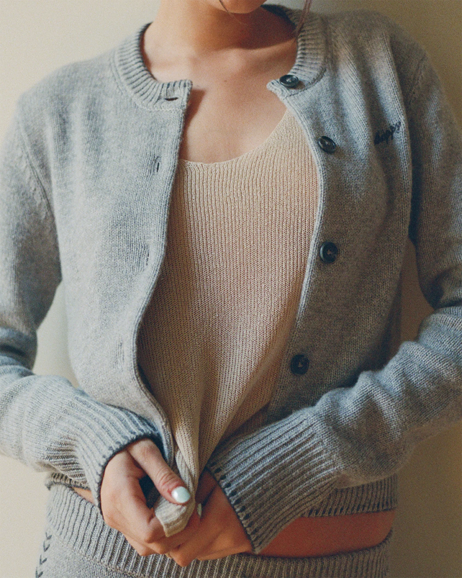 Knit Crewneck Cardigan - Image 3