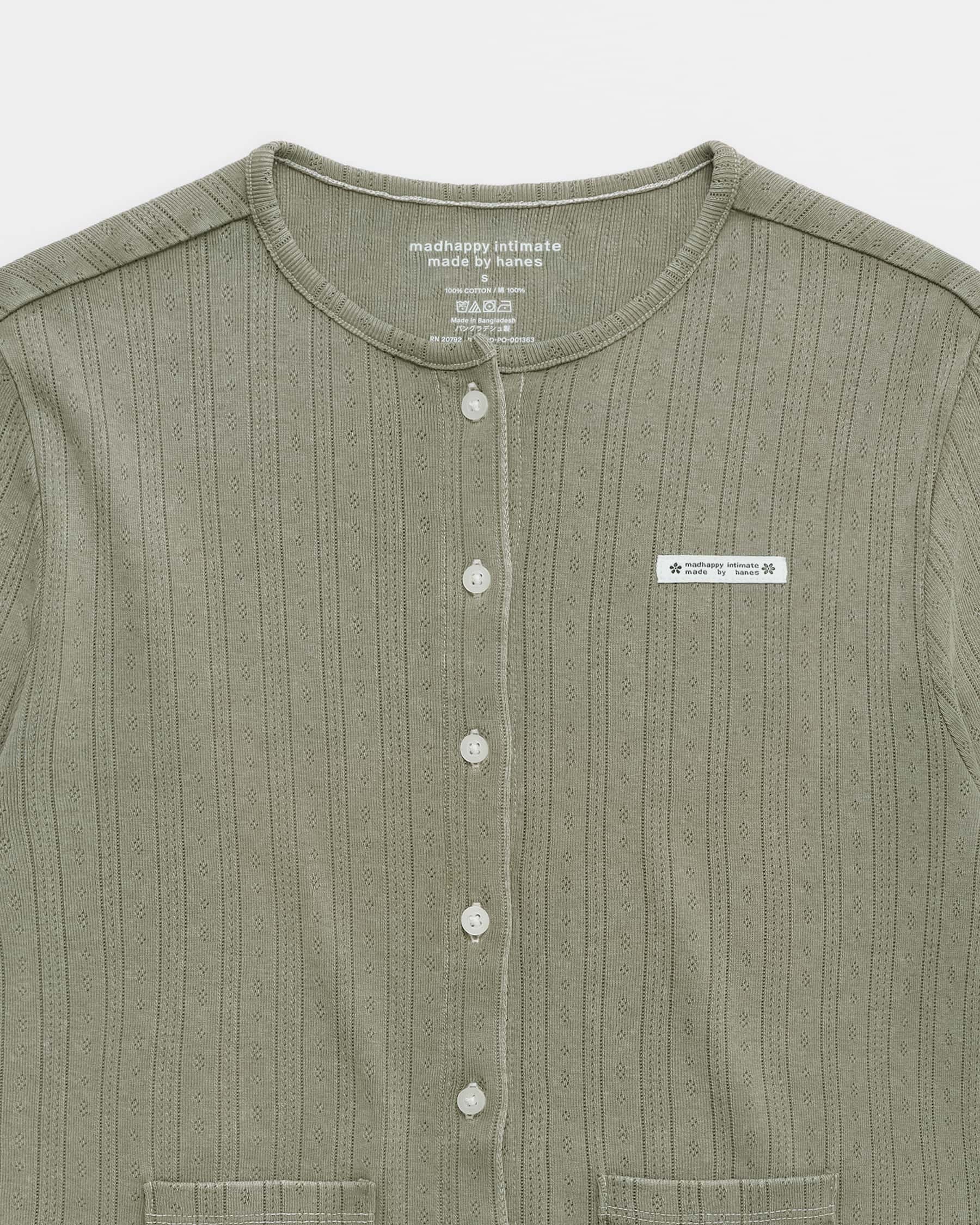 Hanes Pointelle Crewneck Cardigan - Image 2