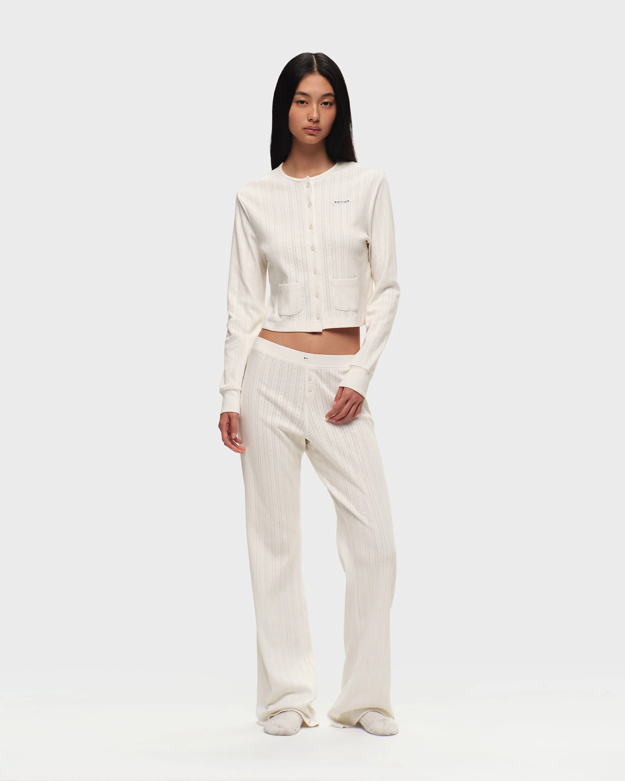 Hanes Pointelle Crewneck Cardigan - Image 4